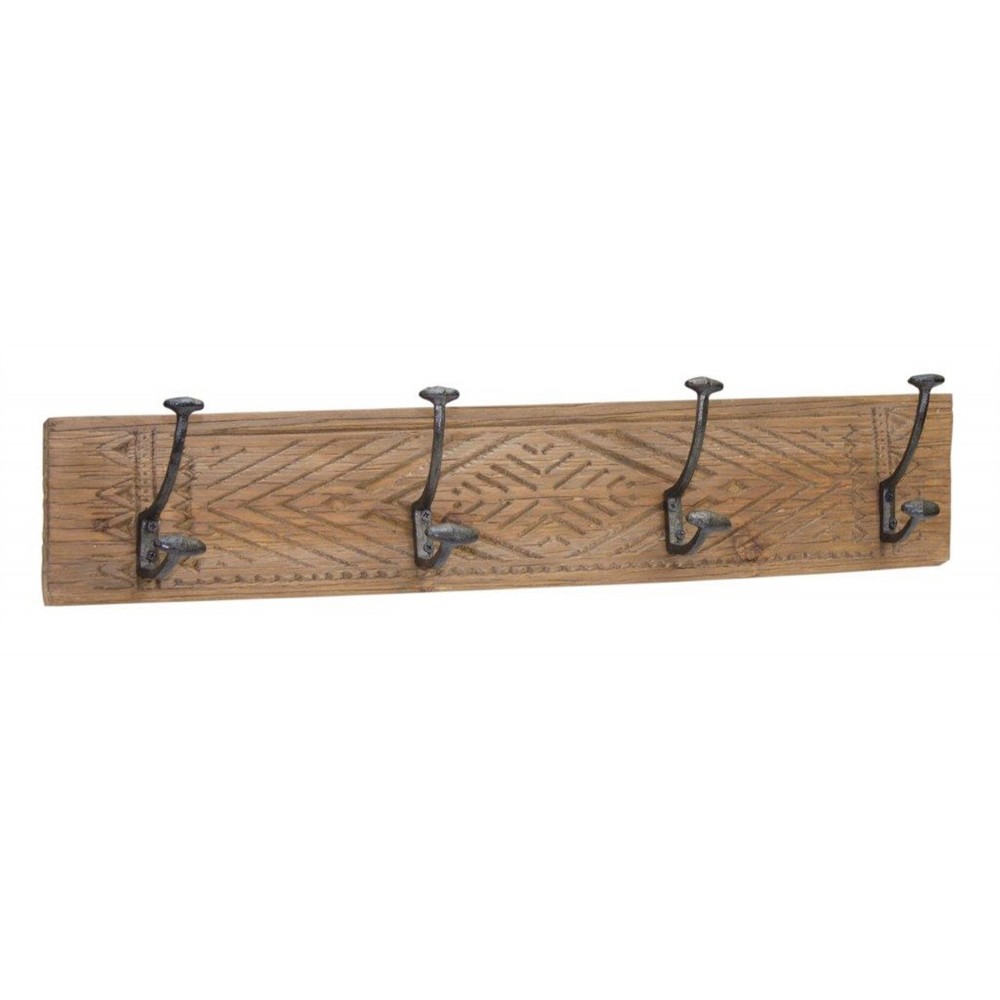 Wall Hooks 27"L x 3.75"W x 5"H Wood/Iron