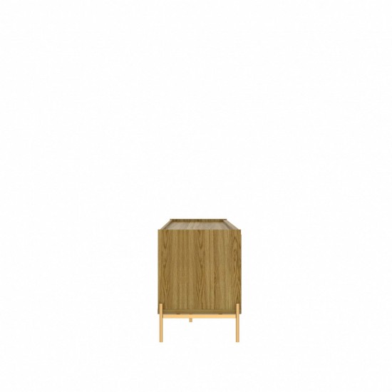 Jasper 86.69" TV Stand with Steel Gold Legs in Oak Pro Touch
