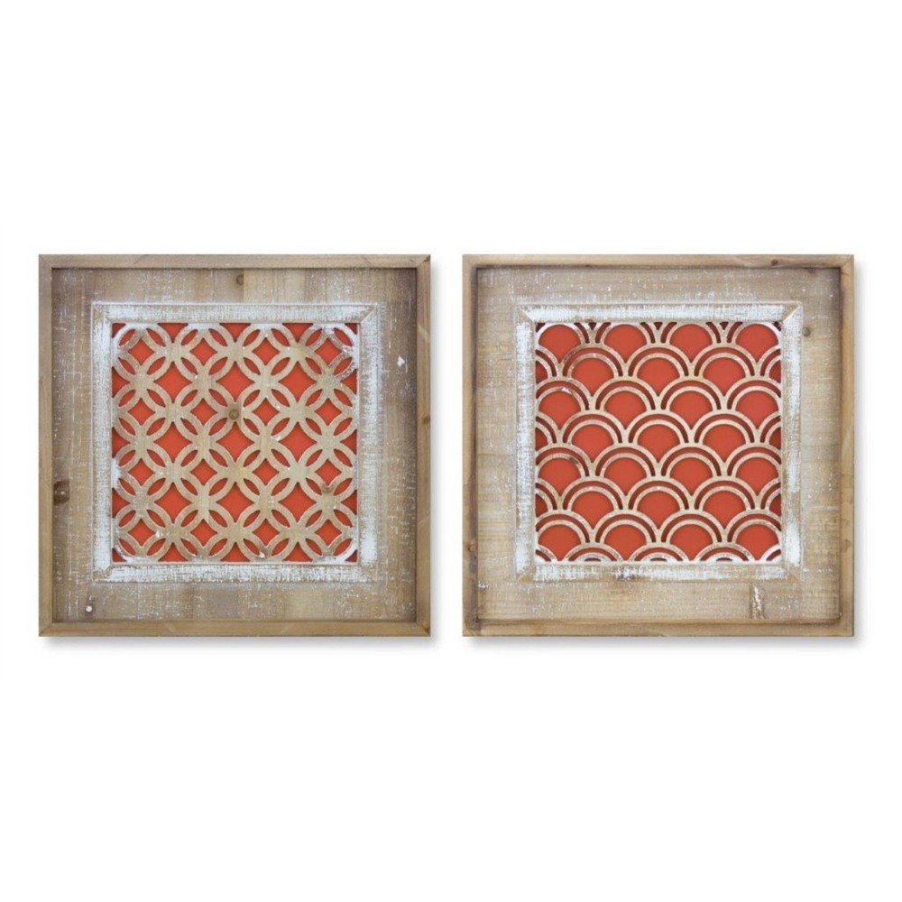 Wall Plaque (Set Of 2) 15.25"Sq Mdf/Wood