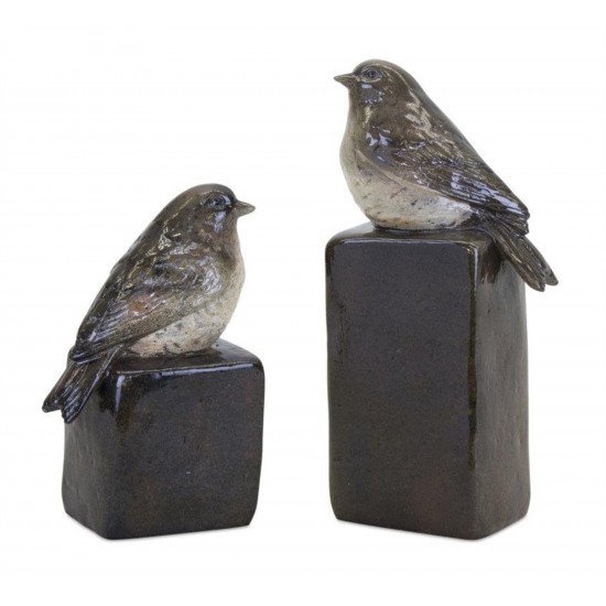 Bird Block (Set Of 2) 5.75"H, 8"H Resin