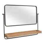 Wall Mirror With Shelf 28.5"L x 21.5"H Metal/Wood
