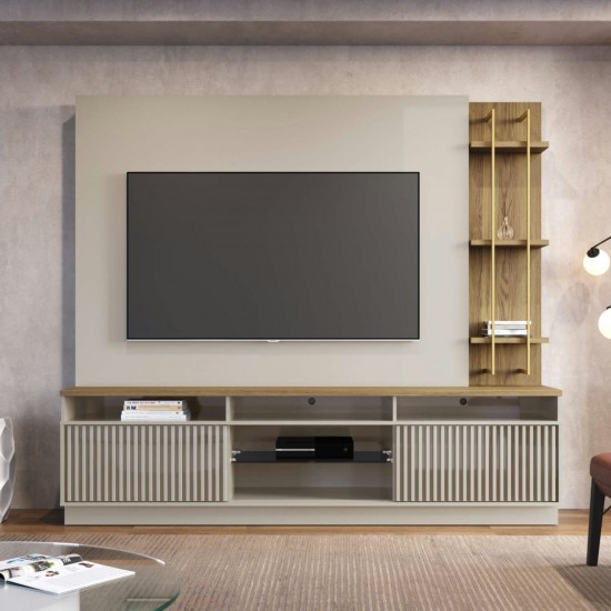 Pomander 85.27 Free Standing Entertainment Center in Off White Gloss