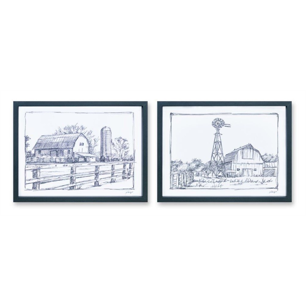 Barn Print (Set Of 2) 15.75"L x 12"H Mdf/Paper