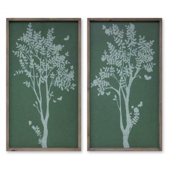 Tree Print (Set Of 2) 17.75"L x 31.5"H Mdf/Wood