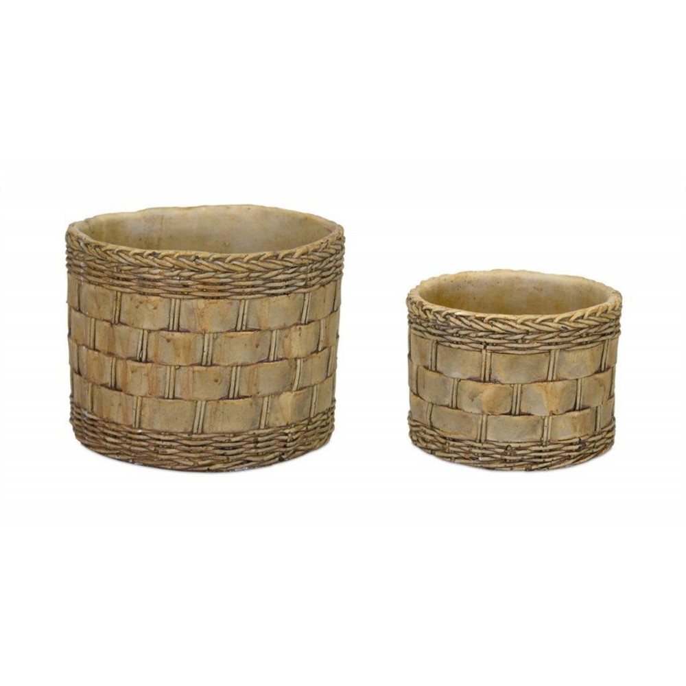 Pot (Set Of 2) 4.25"D x 4"H, 7"D x 5.5"H Cement