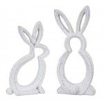 Bunny Outline (Set Of 2) 5"L x 9"H, 4.75"L x 10.75"H Resin