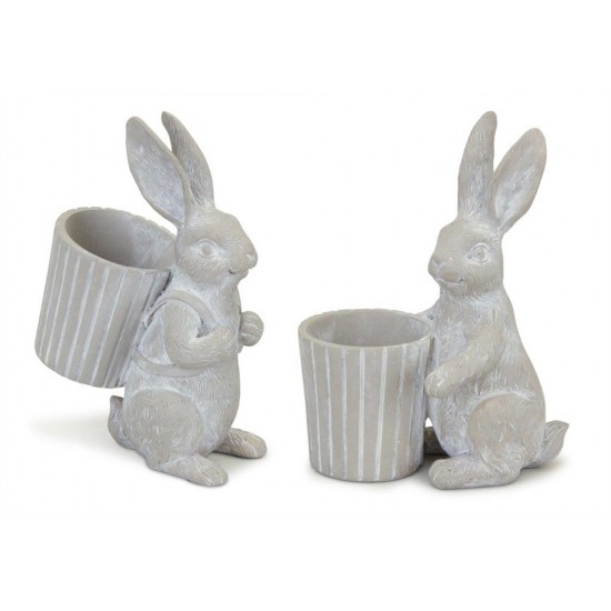 Bunny Pot (Set Of 2) 5.75"H, 6"H Resin