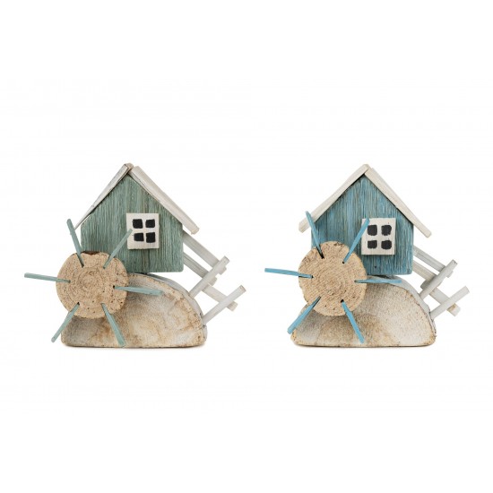 Water Wheel (Set Of 2) 8.5"L x 7"H Wood