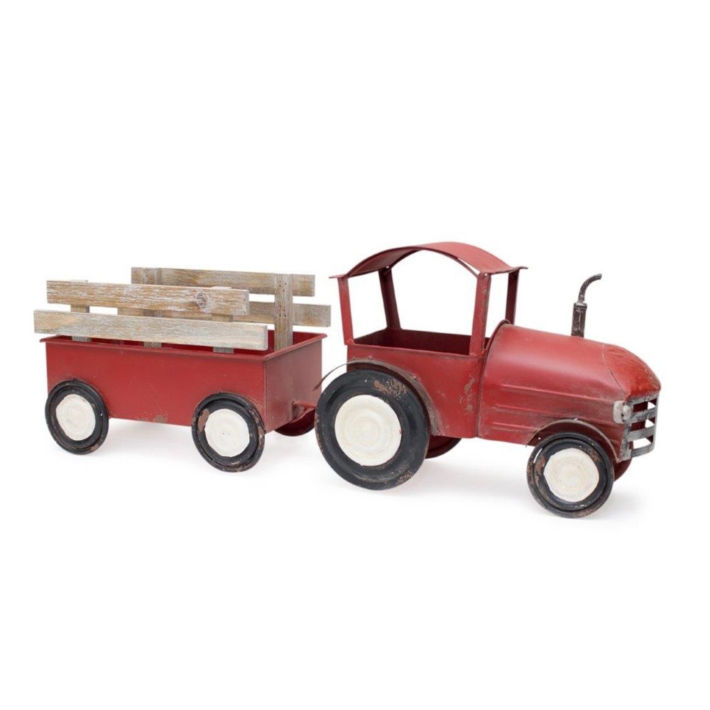 Tractor With Wagon 27.5"L x 10.25"H Iron/Wood