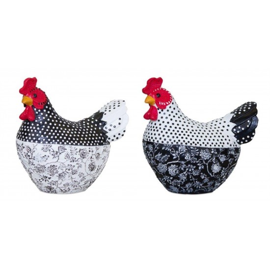 Chicken (Set Of 2) 7"L x 3.75"H Resin