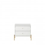 Jasper Nightstand with Steel Gold Legs in White Gloss