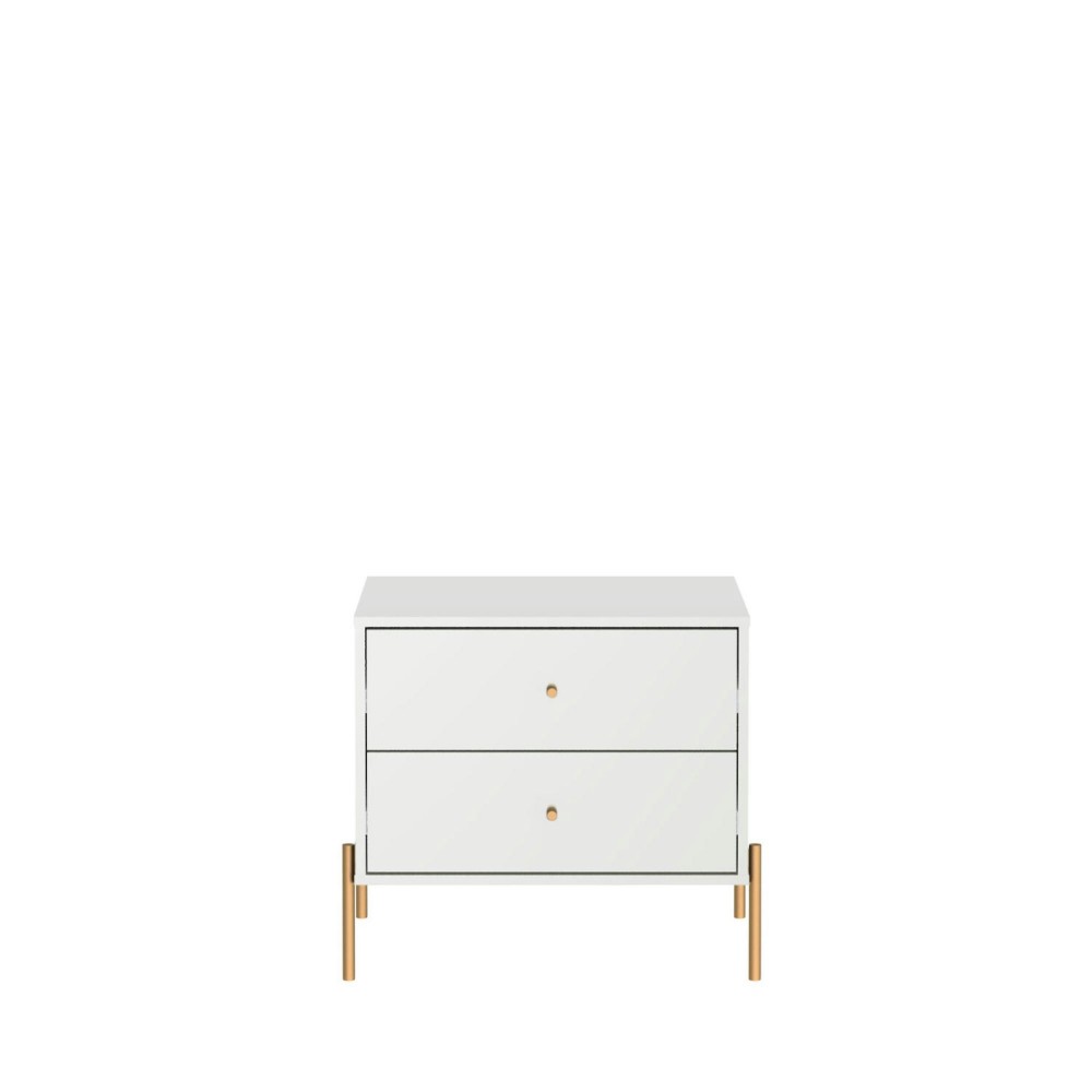 Jasper Nightstand with Steel Gold Legs in White Gloss