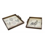 Chicken Tray (Set Of 2) 13.25"L x 3"H, 15.75"L x 3"H Mdf/Wood