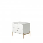 Jasper Nightstand with Steel Gold Legs in White Gloss