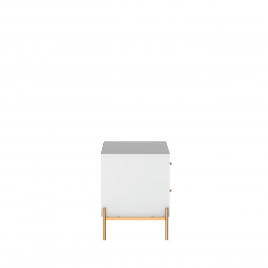 Jasper Nightstand with Steel Gold Legs in White Gloss