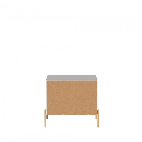 Jasper Nightstand with Steel Gold Legs in White Gloss