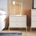 Jasper Nightstand with Steel Gold Legs in Off White Matte