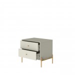 Jasper Nightstand with Steel Gold Legs in Off White Matte