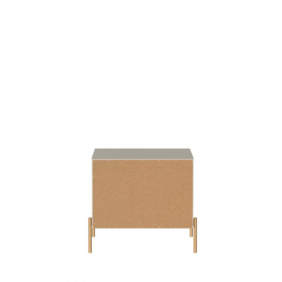 Jasper Nightstand with Steel Gold Legs in Off White Matte