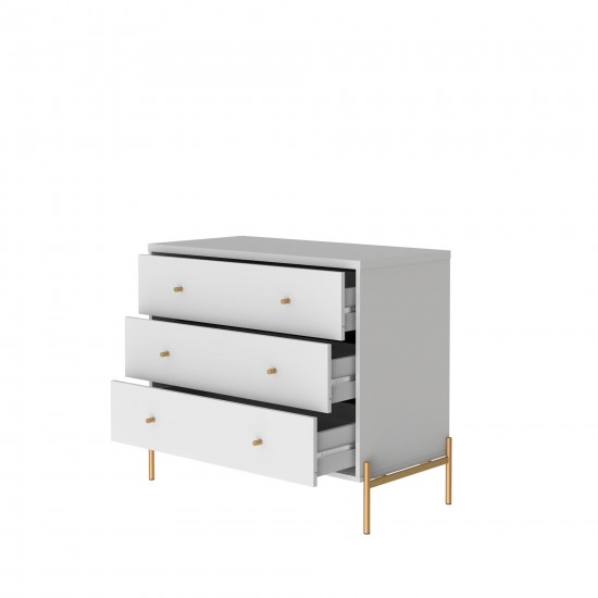 Jasper 3.0 Dresser with Steel Gold Legs in White Gloss