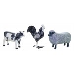 Chicken/Cow/Sheep (Set Of 3) 4.25"H, 4.5"H, 6"H Resin