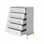 Jasper 5.0 Dresser with Steel Gold Legs in White Gloss