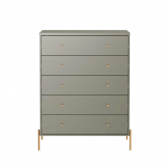 Jasper 5.0 Dresser with Steel Gold Legs in Grey Gloss