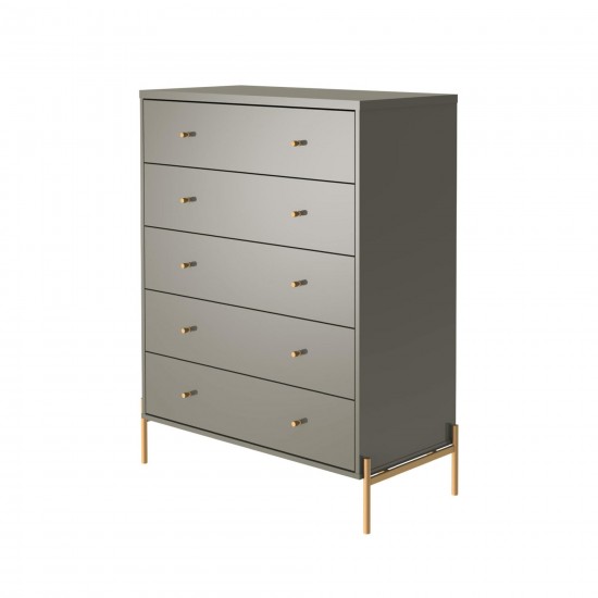 Jasper 5.0 Dresser with Steel Gold Legs in Grey Gloss