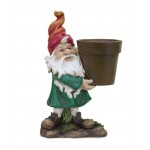 Gnome W/Pot 5.75"L x 9"H Resin
