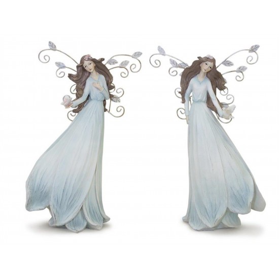 Angel (Set Of 2) 11.5"H Resin, Blue, White, Brown