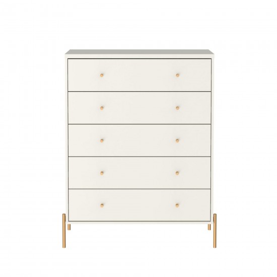 Jasper 5.0 Dresser with Steel Gold Legs in Off White Matte