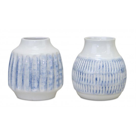 Vase (Set Of 2) 6"D x 5.5"H Ceramic