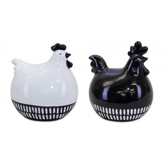 Chicken (Set Of 2) 7.25"L x 8"H Terra Cotta