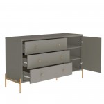 Jasper 54.68" Dresser with Steel Gold Legs in Grey Gloss