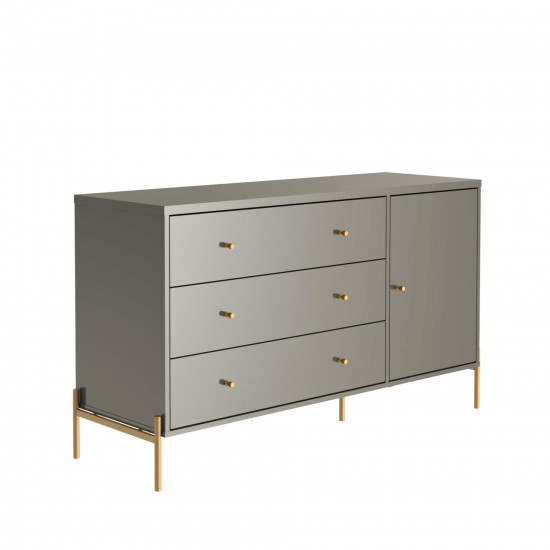 Jasper 54.68" Dresser with Steel Gold Legs in Grey Gloss