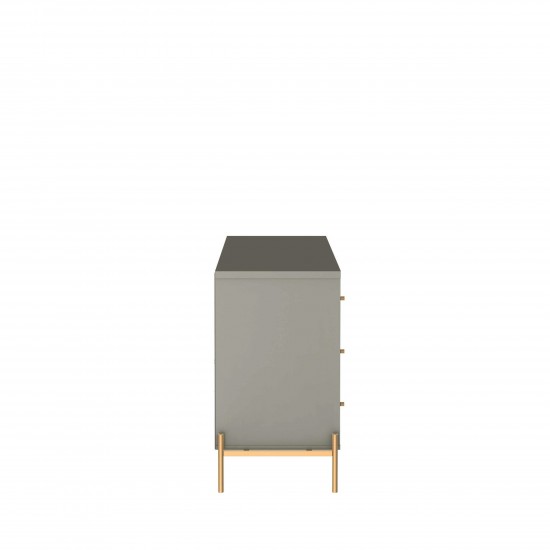 Jasper 54.68" Dresser with Steel Gold Legs in Grey Gloss