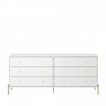 Jasper 71.65" Double Dresser with Steel Gold Legs in White Gloss