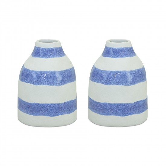 Vase (Set Of 2) 5.25"L x 6.75"H Ceramic