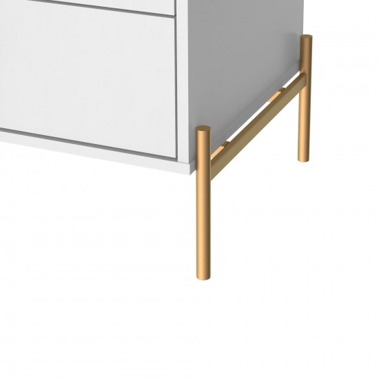 Jasper 71.65" Double Dresser with Steel Gold Legs in White Gloss
