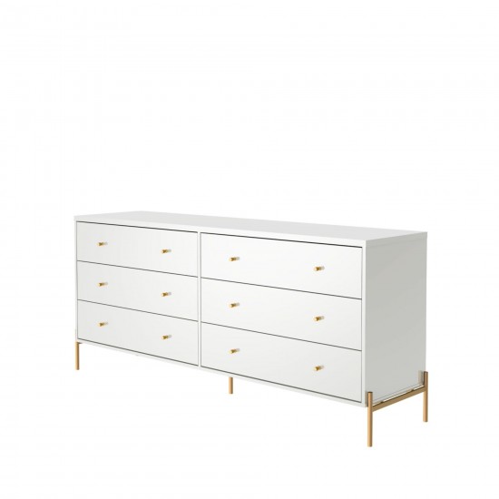 Jasper 71.65" Double Dresser with Steel Gold Legs in White Gloss