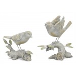 Bird On Branch (Set Of 2) 6.5"L x 4.75"H, 6.75"L x 7"H Resin/Metal