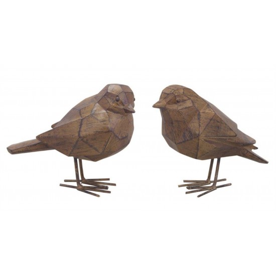 Bird (Set Of 2) 6.5"L x 5.25"H Resin/Metal