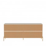 Jasper 71.65" Double Dresser with Steel Gold Legs in White Gloss