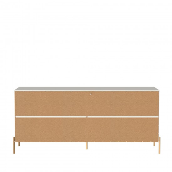 Jasper 71.65" Double Dresser with Steel Gold Legs in White Gloss