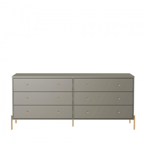 Jasper 71.65" Double Dresser with Steel Gold Legs in Grey Gloss