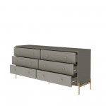 Jasper 71.65" Double Dresser with Steel Gold Legs in Grey Gloss