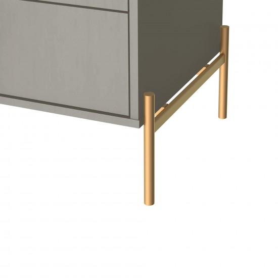 Jasper 71.65" Double Dresser with Steel Gold Legs in Grey Gloss