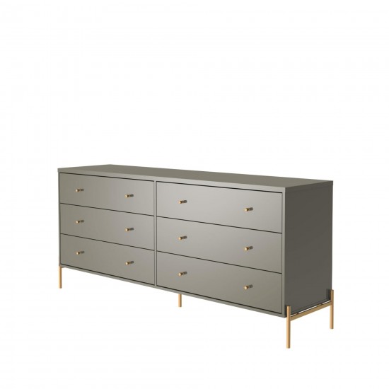 Jasper 71.65" Double Dresser with Steel Gold Legs in Grey Gloss