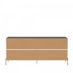 Jasper 71.65" Double Dresser with Steel Gold Legs in Grey Gloss