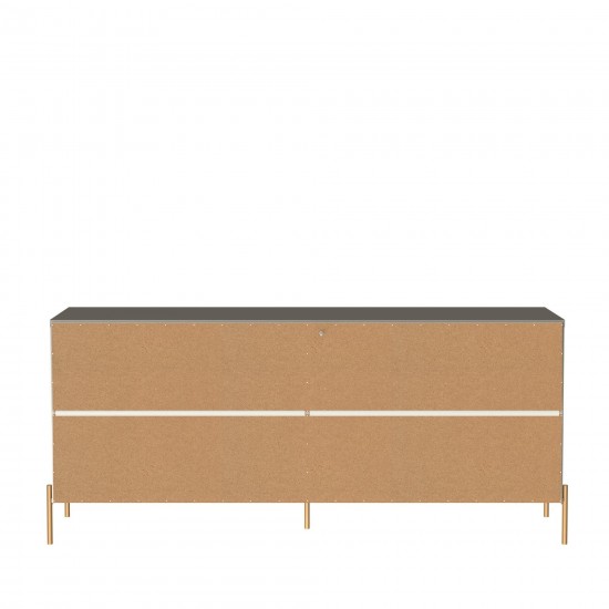 Jasper 71.65" Double Dresser with Steel Gold Legs in Grey Gloss